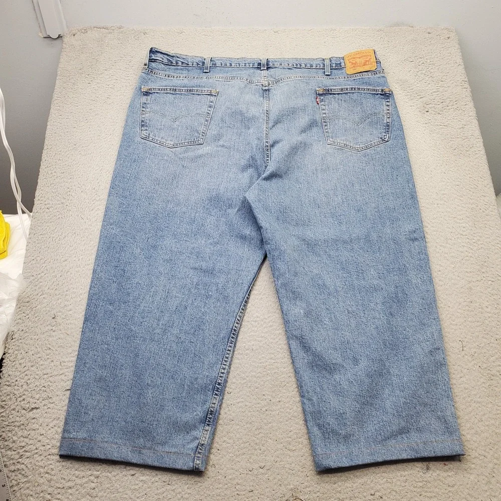 Levi's 550‎ Jeans Mens 50x30 Blue Denim Regular Fit Medium Wash Red Tab Wide Leg